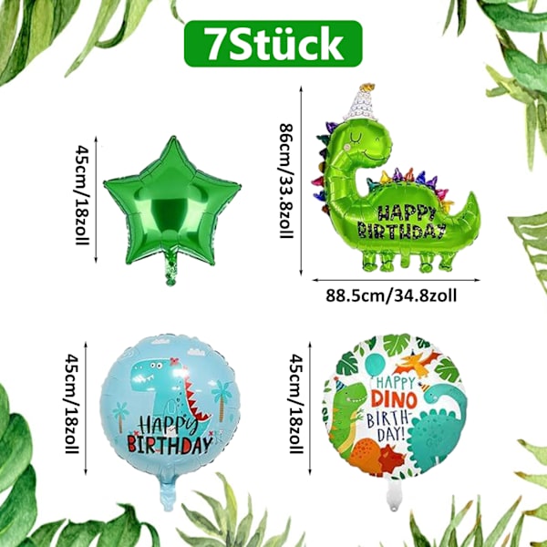 7-delt dinosaur stjerne fødselsdag ballon sæt