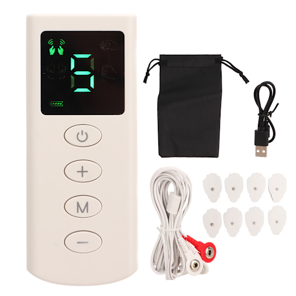 4 Modes Compact Muscle Stimulator for Pain Relief 9 Intensity Electronic Pulse Massager Muscle Massager with 8 Pads Storage Bag