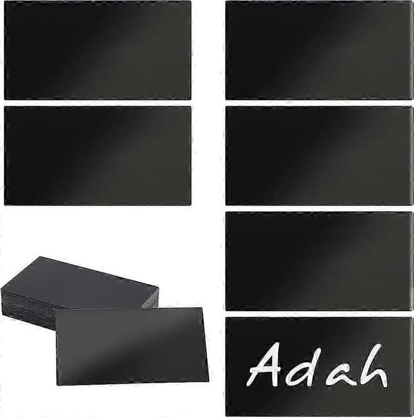 Rektangulära akrylskivor för DIY-bordsplaceringskort för bröllop, svarta, 90x50x1 mm