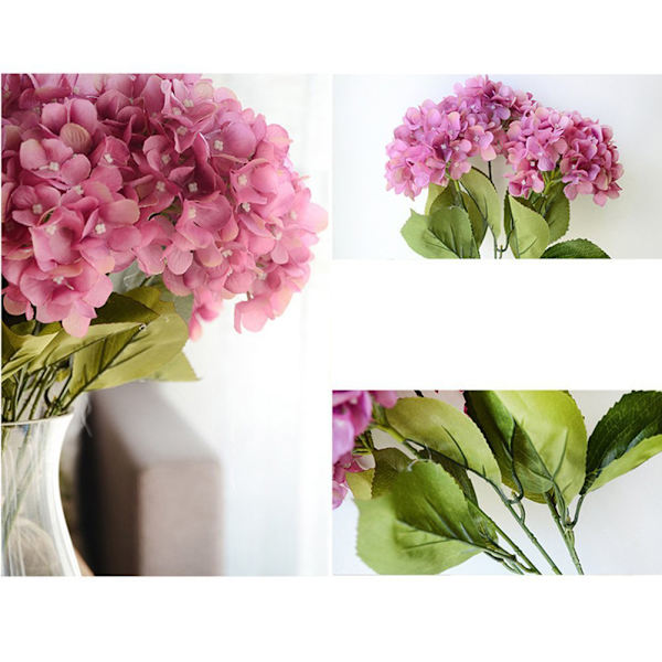 5 Huvuden Hortensia Vacker Konstgjord Blombukett Hem