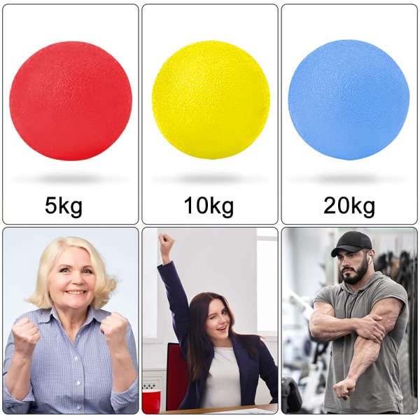3PCS dekompressionsbollar för förstärkning av händer och grepp