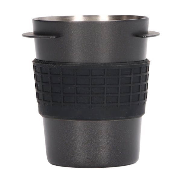 58mm Kaffe Doseringkopp i Rustfritt Stål, Håndtak for Kaffemaskin, Mottak for Pulver med Silikonring, Svart