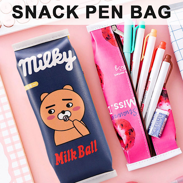 2 stk. tegneserie-efterligning snack pen taske opbevaringstaske papirsvarer kasse blyantsæske 21,5 * 7,5 cm