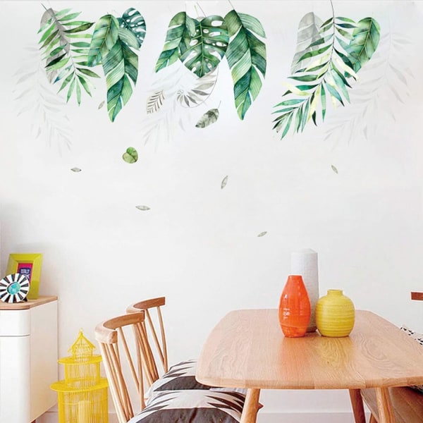 Gröna hängande blad väggdekaler, avtagbara färska växtblad Vine1-1