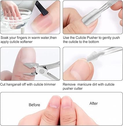 3 delar nagelbandsvårdskit - nagelbandstrimmer, stålskjutare och