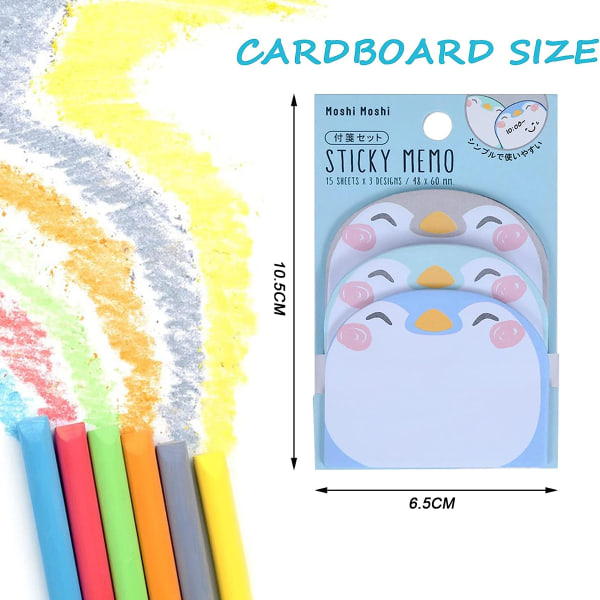 6 stk Søte Sticky Notes, Tegneserie Sticky Notes Dyr Form