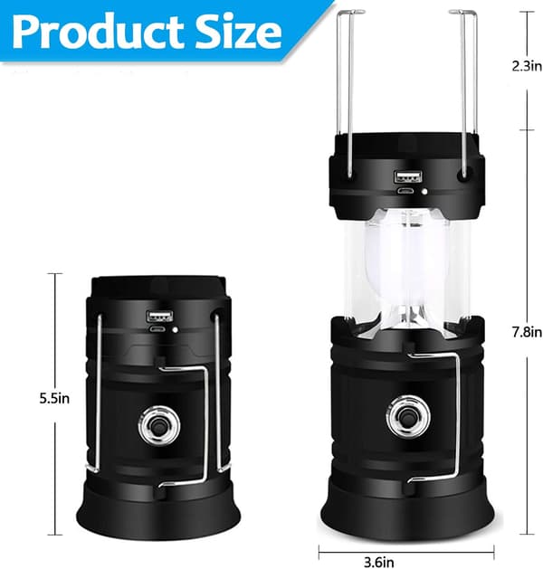 Bærbar LED Camping Lanterne - Ultra Lys USB Genopladelig Solar