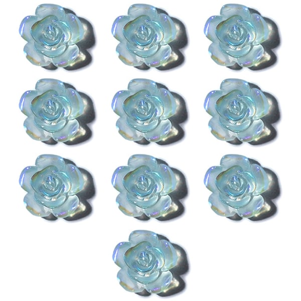 Neglekunst 3D Harpiks Hvit Rose Blomsterdesign Aurora Petal Negle