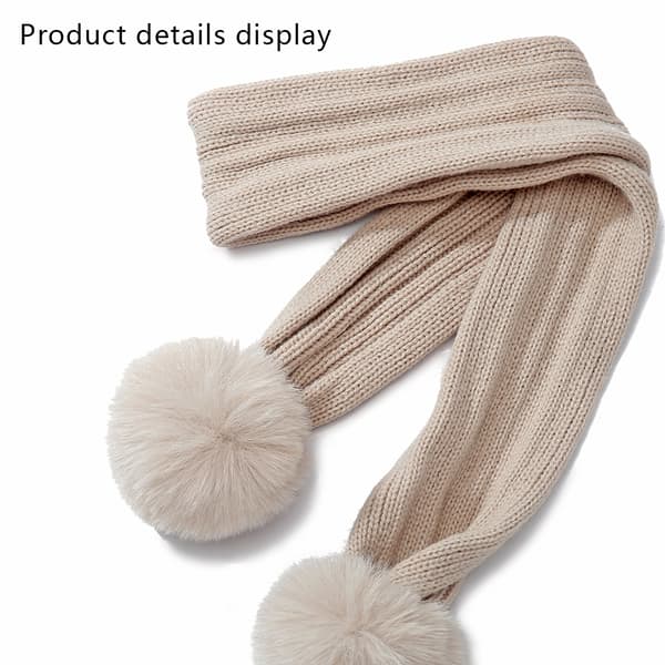 Strikket sett med lue og skjerf for barn, høst- og vinterlue og skjerf for barn beige