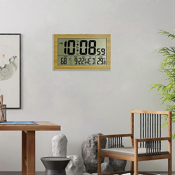 Digital väggklocka, nummer Tid Temperatur Kalender Alarm Bordsklocka Design Kontor Hem Ljus