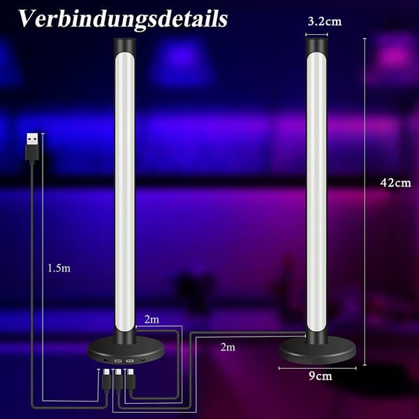 Gaming Accessories Stuff, RGB-lampe med flere lyseffekter for stemningslys, TV-baklys, filmer