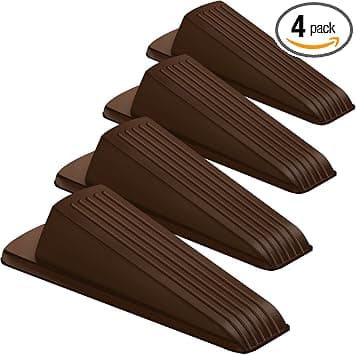 Dørstoppere, 4-pakning (brun) Premium gummi dørstopper kile,
