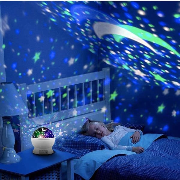 blå Takprojektor, Stjernenattlys med 4 LED-pærer, 360 D