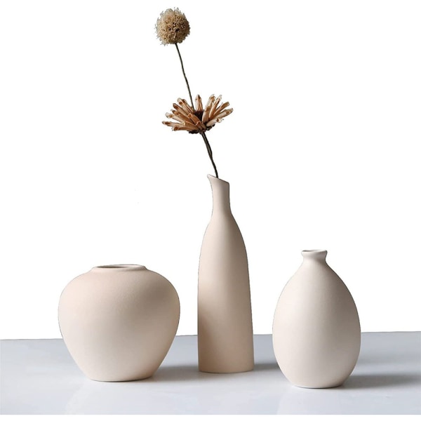 Keramisk Vase Sæt af 3, Små Blomster Vaser til Rustik Hjem