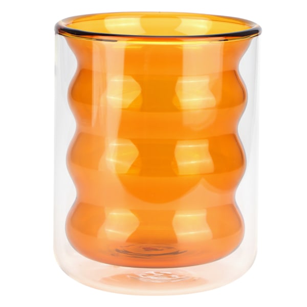 200 ml Dubbelskikts Glasmugg Värmebeständig 3 Dimensionell Spiralmugg för Kontor Hem Skola (Gul )