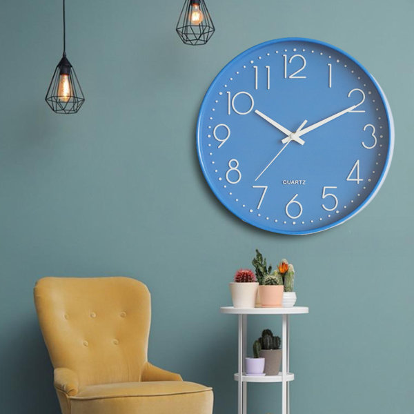 12 Tommers Nummer Dial Face Moderne Veggklokke, Stille Ikke-tikkende