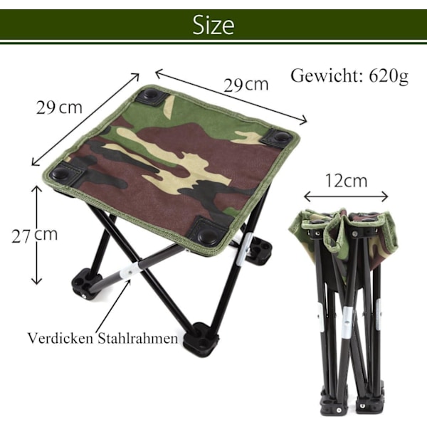 Kompakt Äventyrsstol: Fällbar Utomhusstol, Ultralätt och Portabel, Robust Stålram, För Camping Fiske Vandring Picknick, Maxvikt