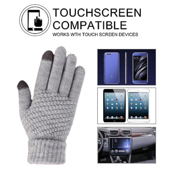 2 par dame vinter touch screen handsker Varme uldforede strikkede handsker Elastiske manchetter Vinter strikkede handsker
