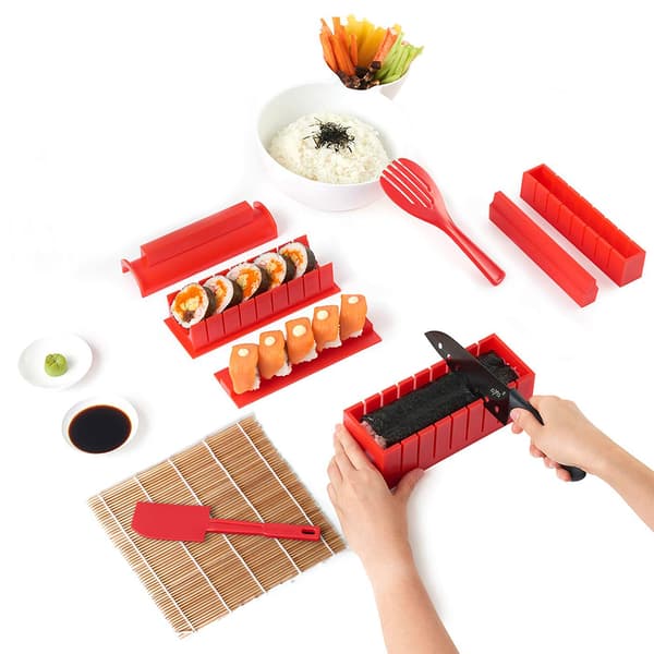 10-osainen sushityökalusetti punainen