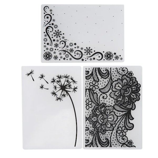 3 kpl Muoviset Prässitaulukot DIY Korttien Tekoon Scrapbooking Prässattu Malli Paperikäsityötyökalu