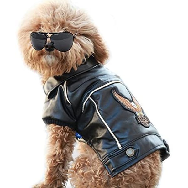 Hundevinterjakke i PU-læder, motorcykeljakke til hund