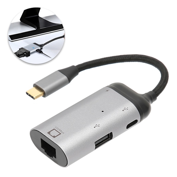JORINDO Ethernet-adapter 3 i 1 10/100/1000 Mbps PD Snabbladdning USB till RJ45 Adapter för Windows/Android/OS X/iOS