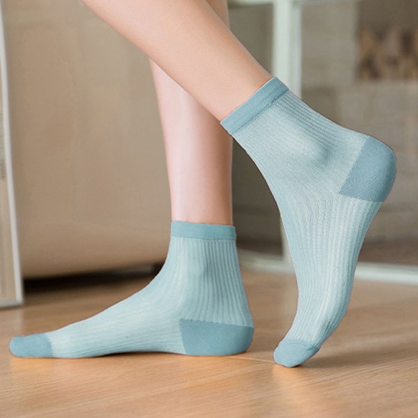 Damestrømper, 10 par tynne nylon ankelsokker, transparente