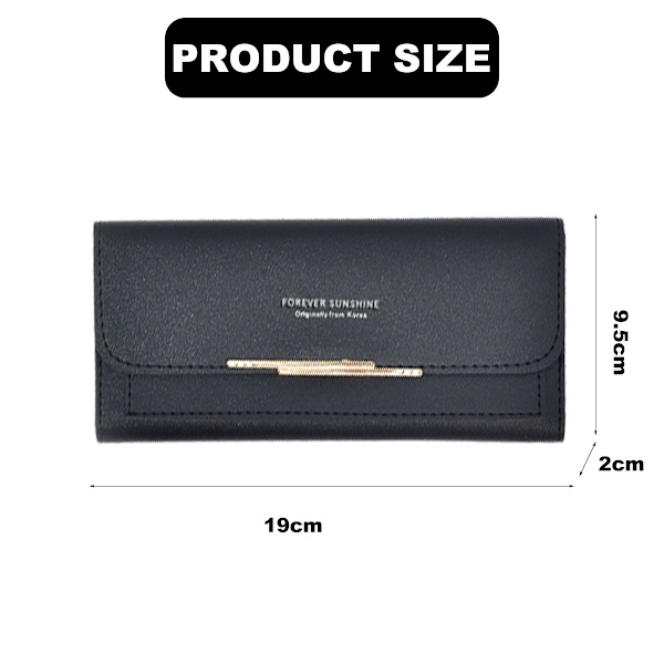 Damepung med stor kapacitet i PU-læder - Lang Clutch