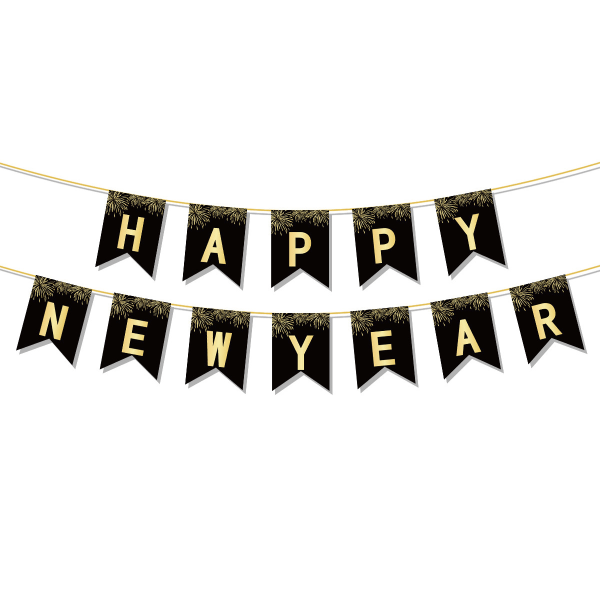 Nyårsbanderoll 2024, Happy New Year Bunting Banner med