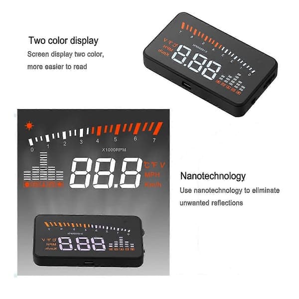 X5 Bil Hud Obd Ii Head-up Display Hastighetsovertredelse Varslingssystem Projektor Frontrute Auto Elektronisk Vol
