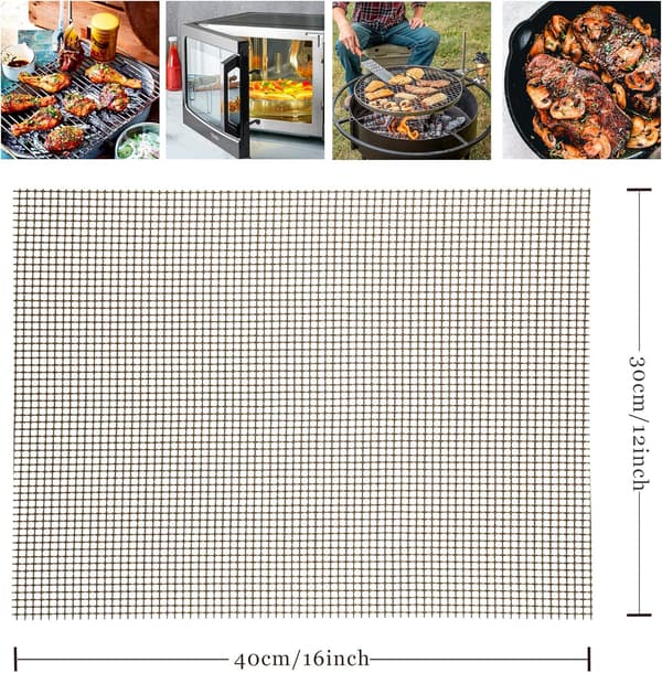 Sæt med 5 BBQ Bagemåtter Rektangulær Grill Plancha Måtte Non-Sl