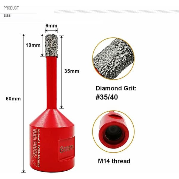 Diamantbor 2 stk. 10 mm bor med M14-gjenge for D