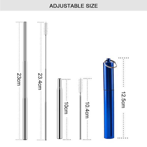 2 Pak Genanvendelige Metalstrå, Sammenklappelige Rustfrit Stål