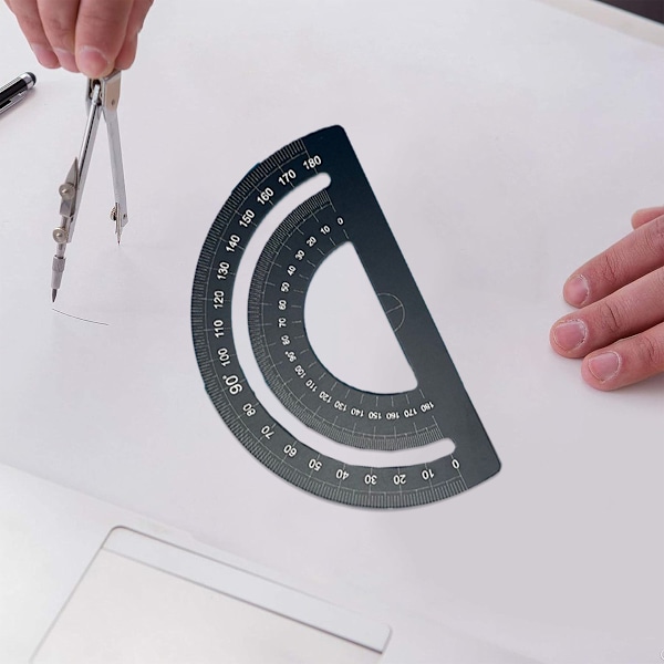 Metallisk vinkelmåler, aluminiumslinjal, metallisk trekantlinjal, trekant