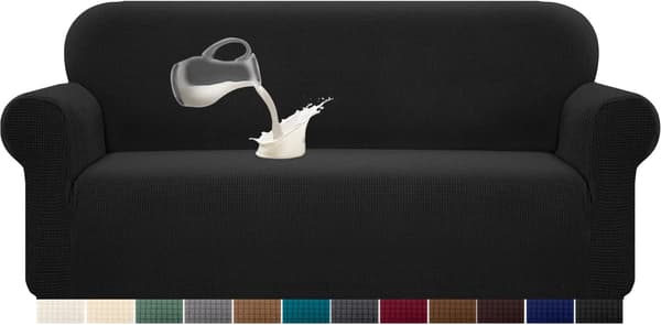 3-personers, sort vandtæt spandex jacquard elastisk sofabetræk wi