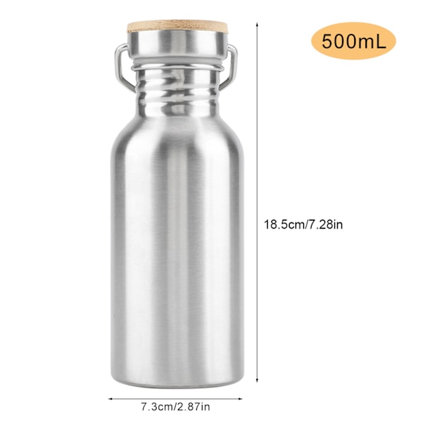 Ruostumattomasta teräksestä valmistettu ulkokäyttöön sopiva kannettava vesikupillinen juomapullo matkamuki 500 ml