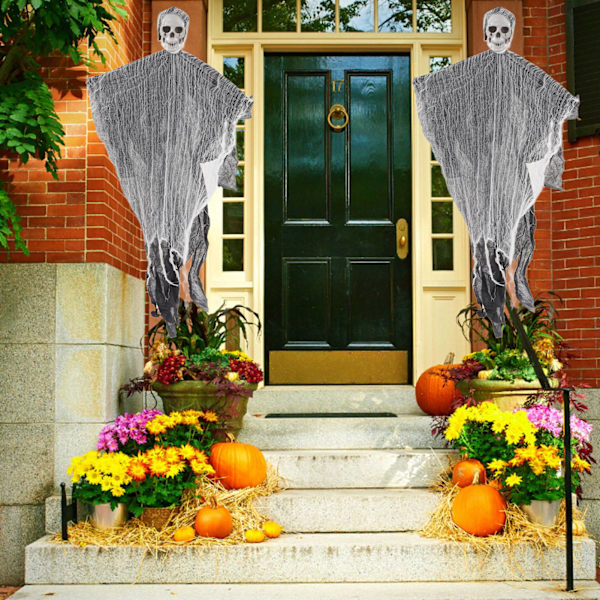 Halloween Skalle Hengepynt - Skummel Hodeskalle med Stoff for Innendørs og Utendørs