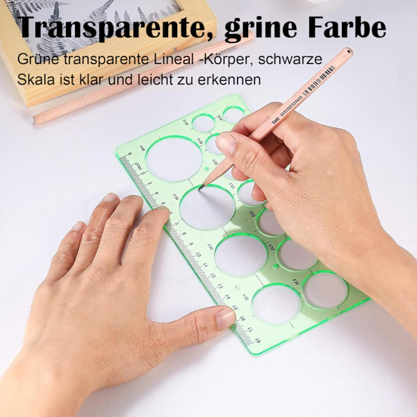 2 stk. maleri runde skabelon lineal - grøn (stor cirkel + maleri cirkel)
