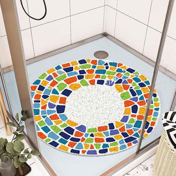 Säkerhetsduschmatta halkfri, 90x90cm, Mjuka bekväma badmattor med dräneringshål, PVC-luffaduschmattor för våtutrymmen, snabbtorkande