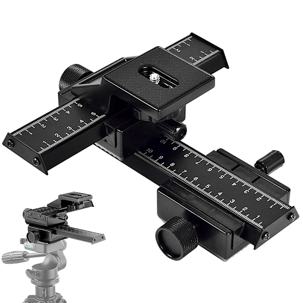 4-vejs Makro Fokuseringsskinne 3D Justeringsskyde Makro Slider til Close Up Optagelse Digitale Kameraer med 1/4 Tommer Skruehul