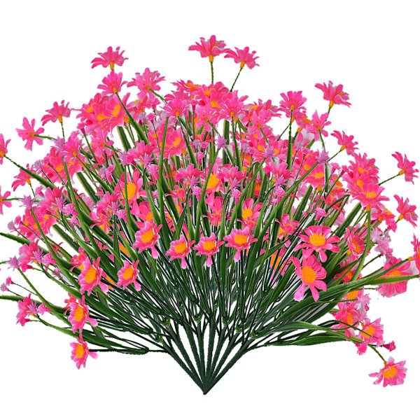 8 bunter kunstige blomster for utendørs bruk, UV-bestandig
