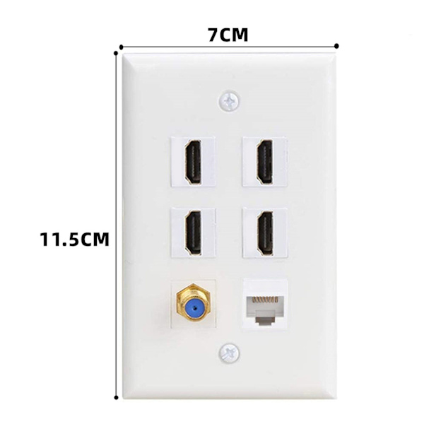 Väggplatta 6 portar HD Multimedia Interface CAT6 TV F-huvud Ethernet väggplatta för hemmakontor