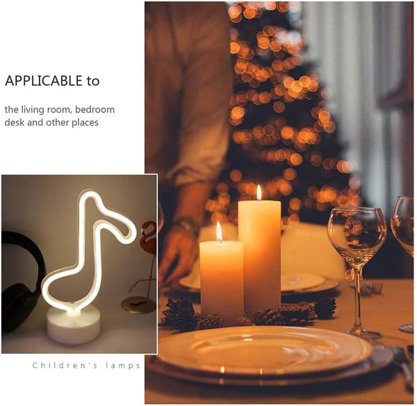 Musiknodeform LED Neon Dekorativ Natlampe Sokkel Glødende