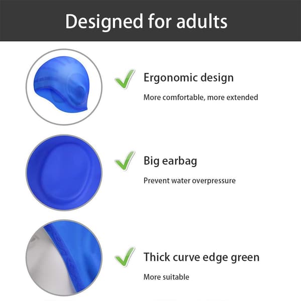 Svømmeelastisk silikon svømmehette 3D ergonomisk design svømming med ørepropper og neseklype