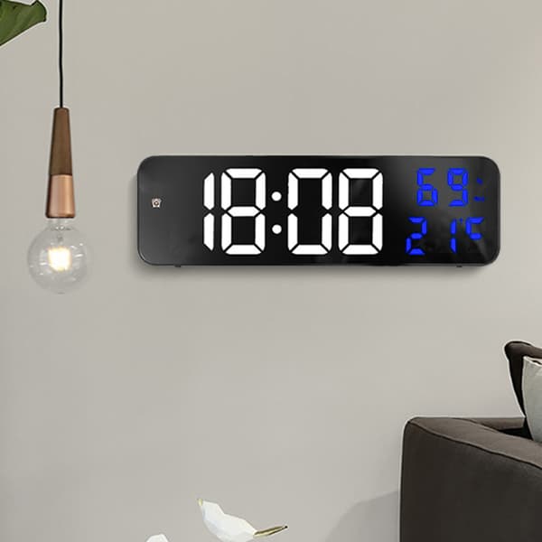 Stor Digital LED-Klocka Elektronisk Väckarklocka Stor Skärm Plug-in Klocka Väggmonterad