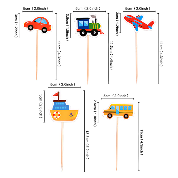 35 stk Transportkake Topper - 5 modeller