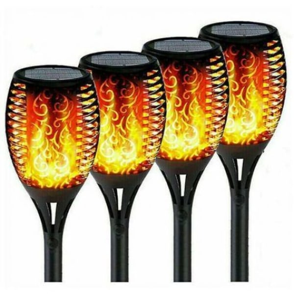 2 stk 12 LED Solcelle Flamme Lys Utenfor, IP65 Vanntett Solcelle Hage Lys-Bdd