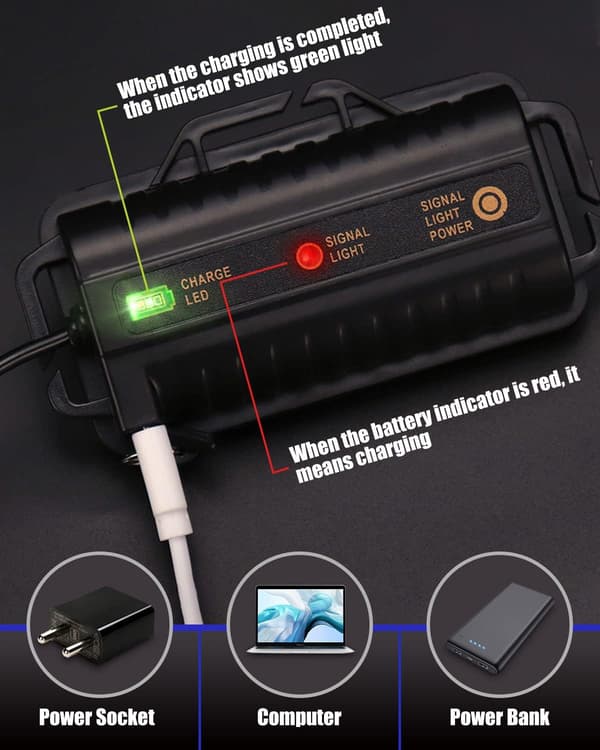 Laderbar hodelykt, Super Lumen 18000, 8 LED lysmoduser, Powe