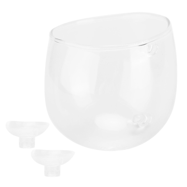 Akvarium Plante Kop Mini Glas Planteavl Landskabspot med 2 Sugkopper til Fiskekum Plante