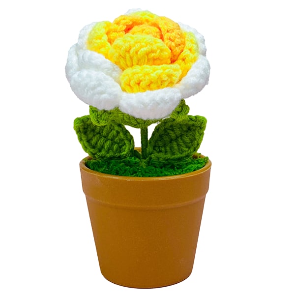 Gradient Rose Yellow Potted Plant Artificial Potted Faux Plants for Table Desk Home Artificial Potted Faux Plants